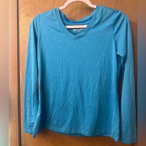 🎀 Hanes Sport Blue V Neck Long Sleeve Shirt - Small